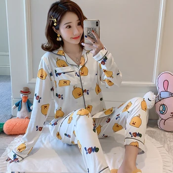 

Cute Cartoon Plus Size Pajamas for Pregnant Women long Sleeve Cotton Pyjamas Set autumn Sleepwear Maternity Home clothing suit