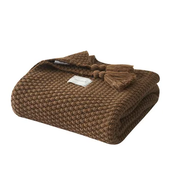 

Tassel Thread Throw Blanket For Bed Sofa Travel Air-conditioned Bedding Coverlet Knitted Throw Blankets 130x170cm hooded blanket