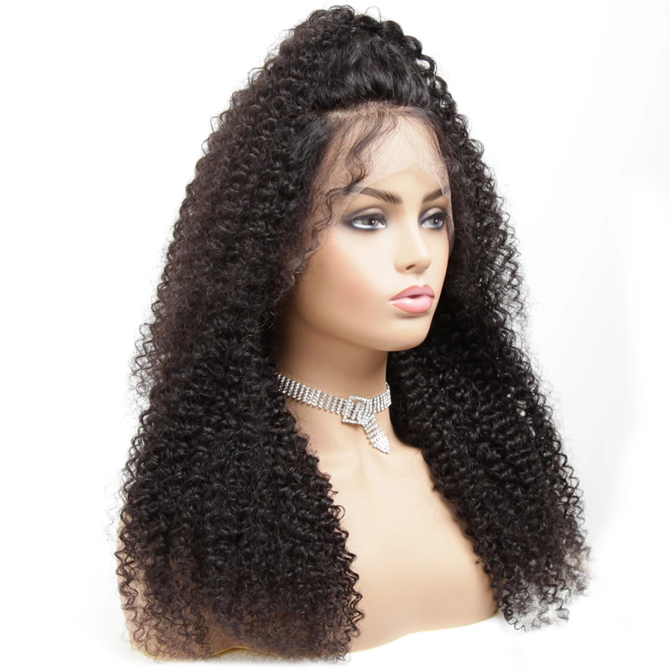 13*4 кудрявые парики из человеческих волос парики из натуральных черных волос 1B# бразильский парик из натуральных волос для женщин 150% Плотность