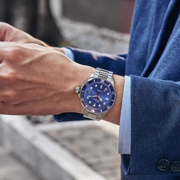 Лидирующий бренд, Роскошные Спортивные кварцевые наручные часы, мужские военные водонепроницаемые часы, модные мужские кварцевые наручные часы из нержавеющей стали, мужские часы - Цвет: Синий