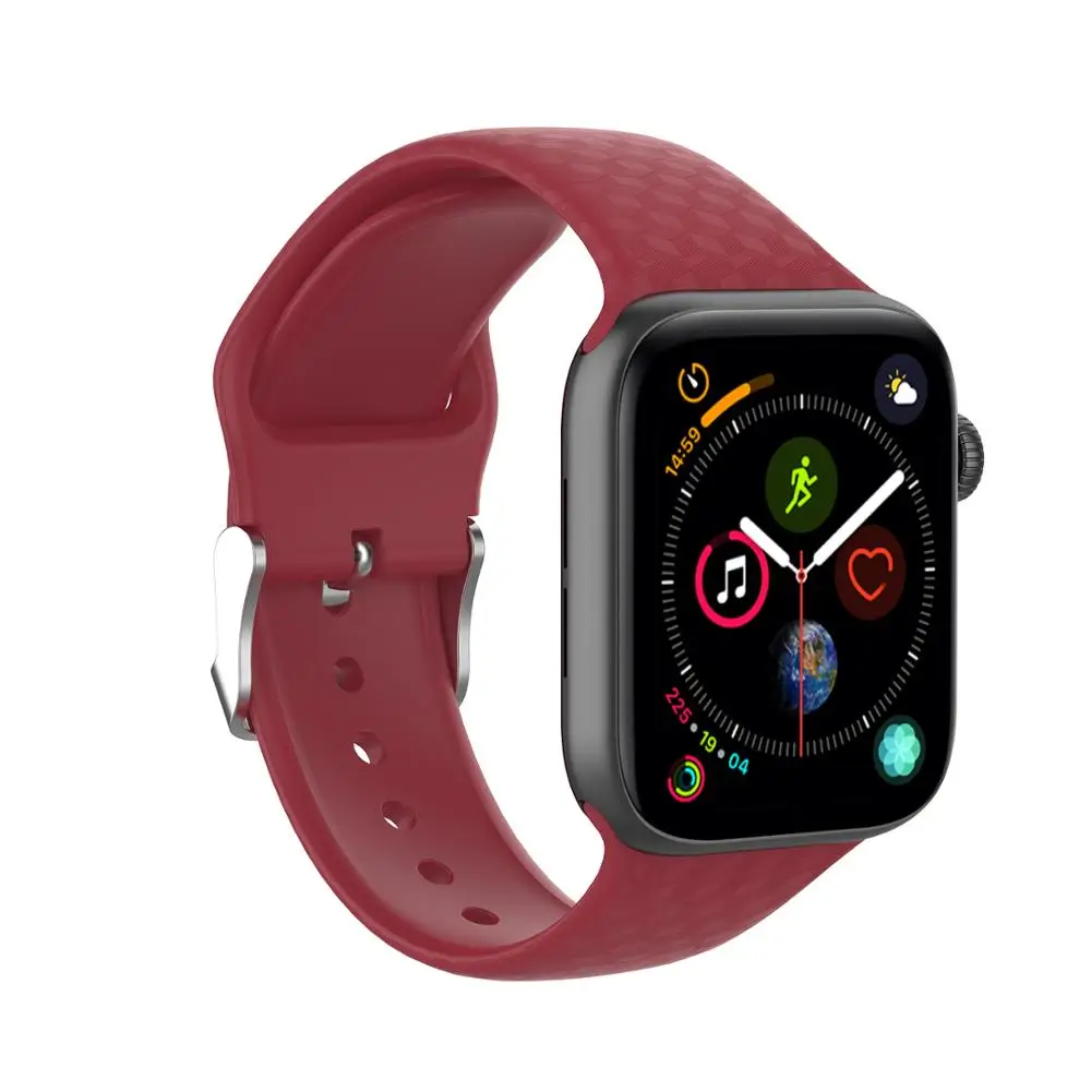 Силиконовый текстурный ремешок для Apple Watch Series 5, 4, 3, 2, 1, ремешок для часов 38 мм, 42 мм, 40 мм, 44 мм, спортивный ремешок для Apple Watch 5, 4, 44 мм, 40 мм