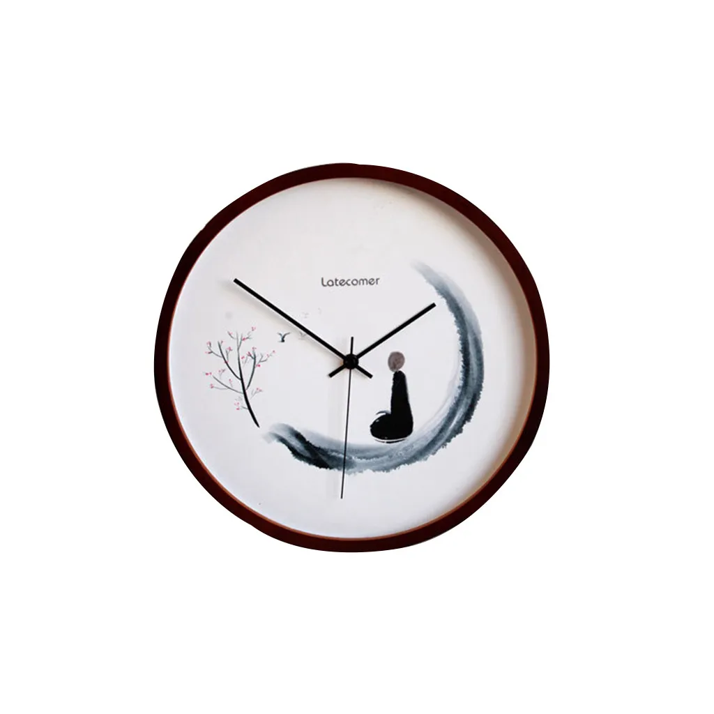LATECOMER New Clock Watch Wall Clocks Silent Wooden Home Decoration Living Room Buddha wooden clock simple creative wall clock