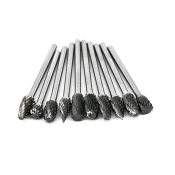 

10 Head Tungsten Carbide Rotary Point Burr Die Grinder 6mm Head Bit Set Use