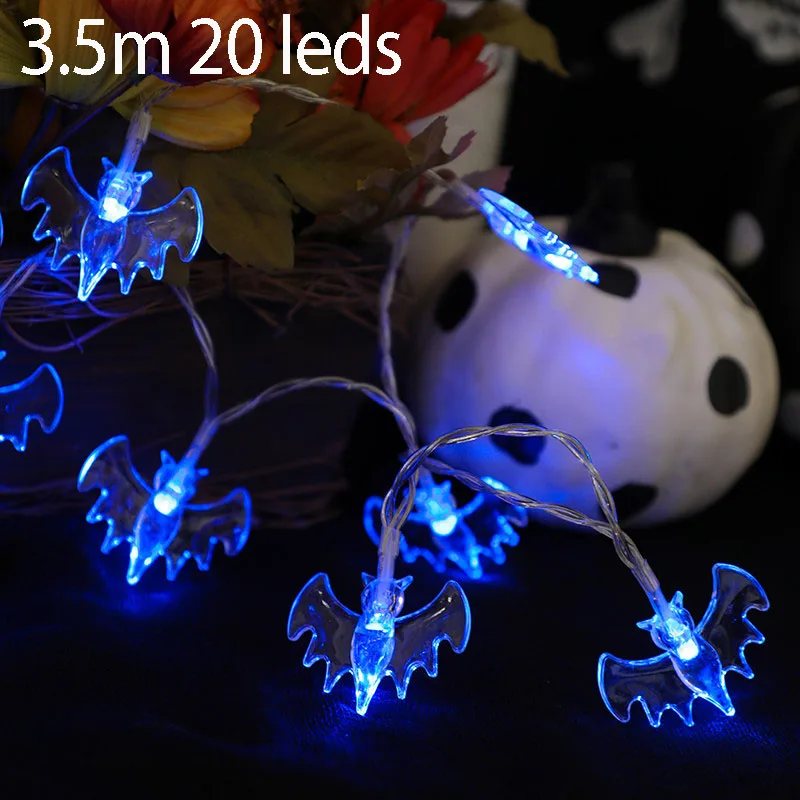 3.5M 20 Leds Тыквенные фонарики светодиодный фонарь-гирлянда батарея Рождество Хэллоуин Забавный страшный призрак сад домашнее Праздничное оформление - Испускаемый цвет: 3.5M 20 Leds