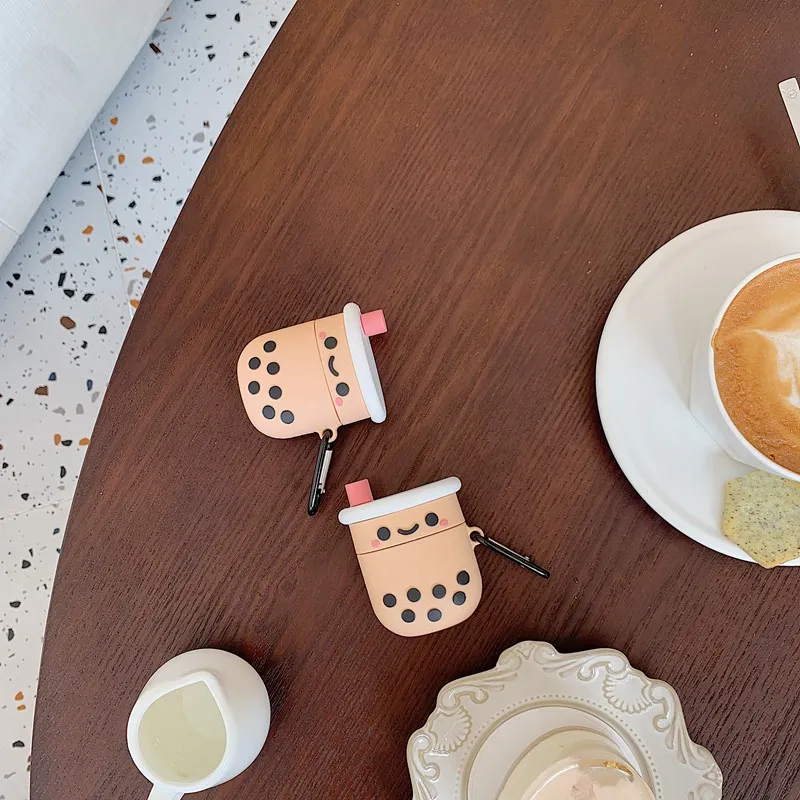 Cute Tea Cup Earphone Case For AirPods 1 2 Soft Silicone Protective Pink Charging Drink Theme Earphone Case For AirPods 1 2