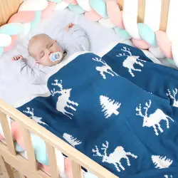 Новорожденные детские клетчатые одеяла Забавный олень вязаная детская спальная коляска постельные принадлежности, покрывала детские