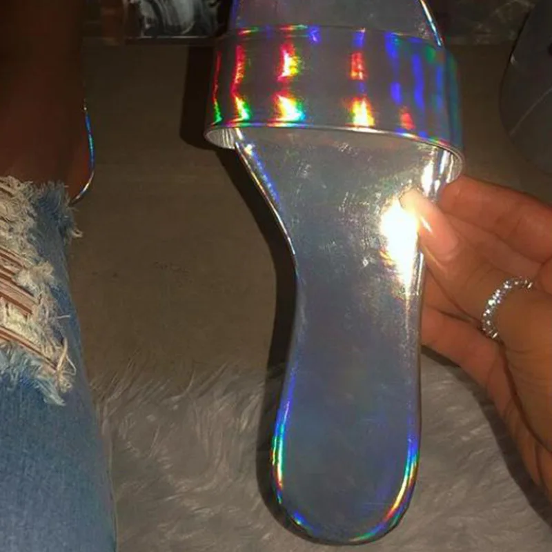 Fashion Womens Slipper Summer New Casual Flat Slipper for Woman Fashion Wholesale Silver