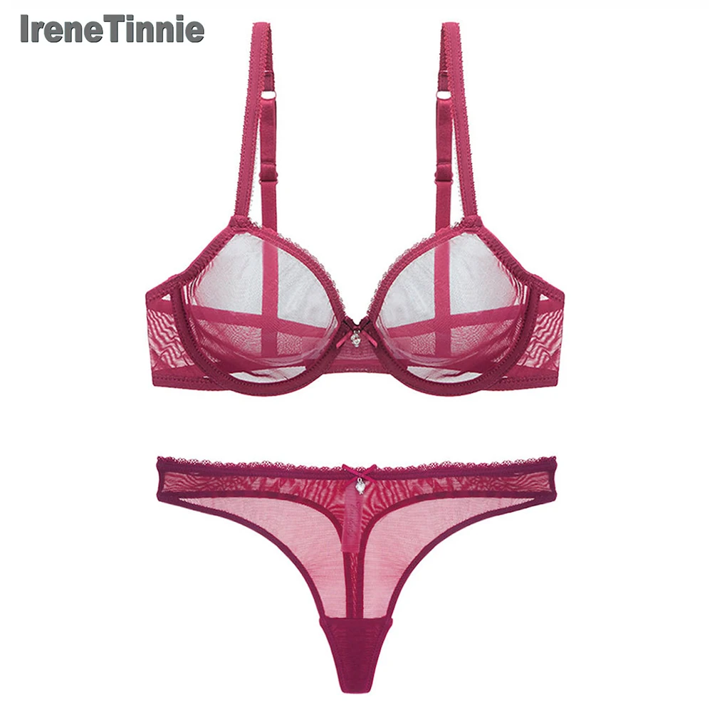 Irene Tinnie Модный женский сексуальный прозрачный комплект с бюстгальтером полной