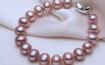 

charming 9 -10mm south sea lavender pearl bracelet 7.5-8inch 925 sliver clasp