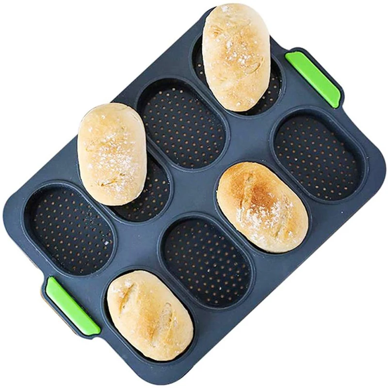 

8 Cavity Mini Loaf Pan Bunt Cake Pan Bread Pan for Various Types Homemade Baking Silicone Mini Baguette Baking Tray