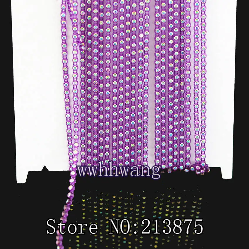 15 purple red 1 ярд, SS6, 2 мм, класс B, прозрачные AB, стеклянные кристаллы, стразы, окантовка, 15 цветов, отделка пластиковая цепочка, нижняя часть свадебных платьев - Цвет: 15 purple red