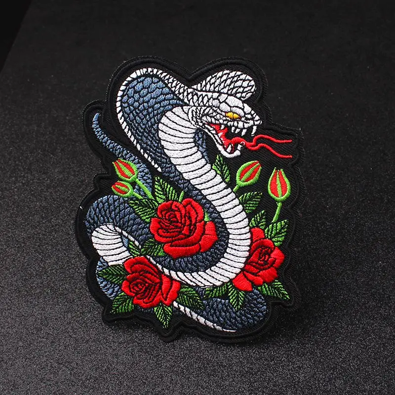 Нашивки Cobra Kai на одежду, Цветочная нашивка в стиле панк, байкерские вышитые нашивки для одежды, нашивки с утюгом для куртки, нашивки в полоску