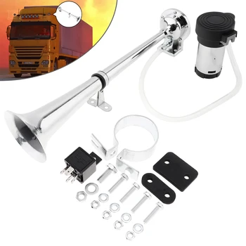 

150dB 12V Single Trumpet Musical Air Horn Kit with Dustproof Compressor Super Loud for Truck Lorry Boat Train Car Vehicle