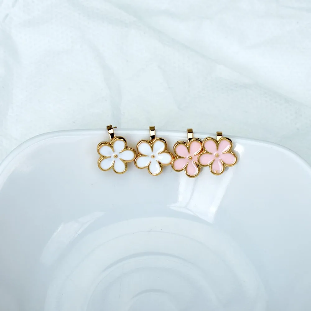 Korean Cute Enamel Flower Clip On Earrings Without Piercing Party No Hole Earcuffs For Women Small Floral Jewelry 3