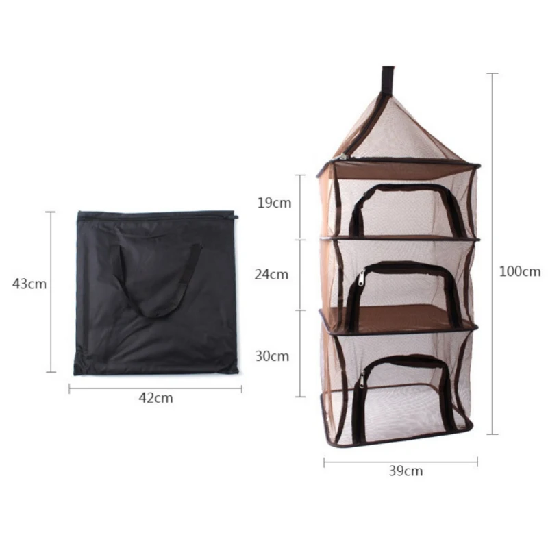 Multifunction Outdoor Folding Dry Net 4 Layer Hanging Mesh Foods Dish Net Dryer For Fishing Storage Basket Tableware