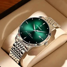 

Luxury Men's Fashion Business Calendar Watches Blue Stainless Steel Steel waterproof Quartz Watch relogio masculino mens watch