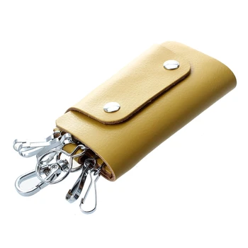 

Yellow Leather Car Keys Chain Card Pack Bag