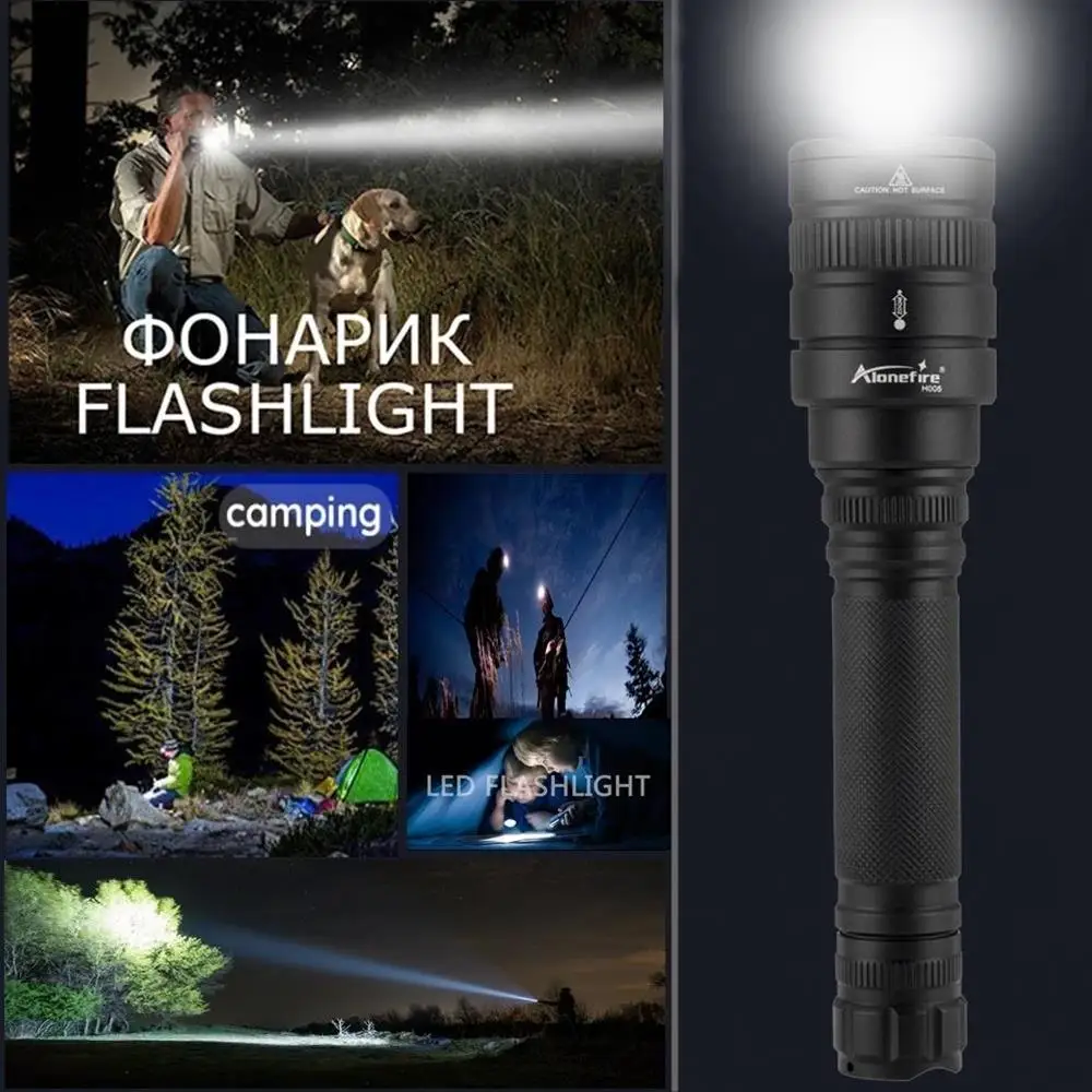 AloneFire H005 светодиодный фонарик cree xhp50 алюминиевый охотничий приключенческий Мощный тактический патрульный фонарь с аккумулятором 18650