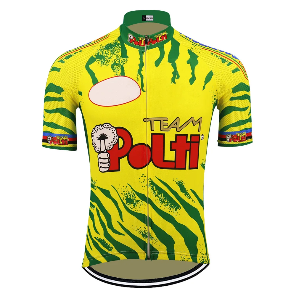 Мужская Ретро футболка POLTI для велоспорта с коротким рукавом зеленая/желтая гоночная велосипедная одежда для гонок pro ropa Ciclismo MTB camisa ciclismo горячая распродажа