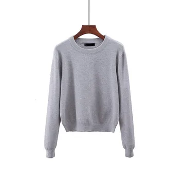 

Herf and Winter New women Wool Trui Fashion Slender Half -High Round Throat Trui Effen Colour Big Mate knitted shirt