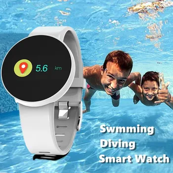 

Swmming Smart Watch Diving Sports Heart Rate Monitor Gps Finess Tracker with English Manual Rose Gold Women Men Round Screen