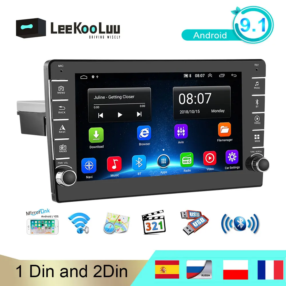 Leekooluu 2 Din Android 9.1 Autoradio Navigazione Gps Bluetooth Audio Stereo Wifi Usb 1 Din Autoradio Video Car Multimedia Player