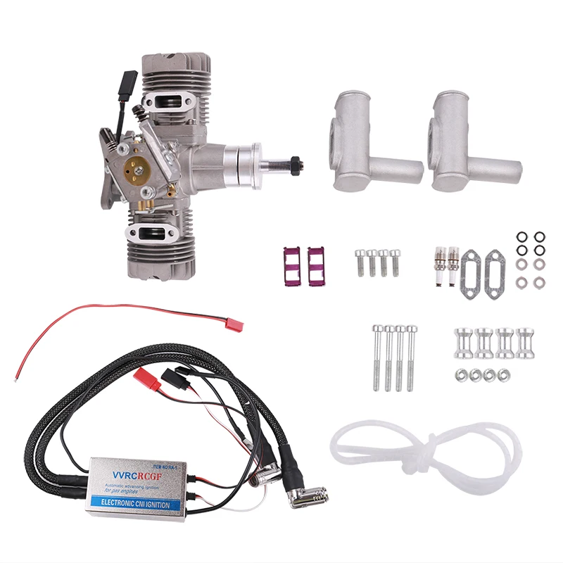 RCGF 30cc двухцилиндровый бензиновый/бензиновый двигатель двойной цилиндр с глушителем/зажиганием/свечей зажигания для радиоуправляемой модели самолета