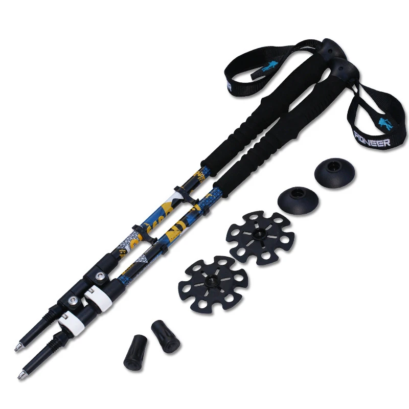 

Hiking Tracking Sticks for Nordic Walking Retractable Trekking Poles 2 PCS The Elderly Alpenstocks Canes Bastones Tips ED22