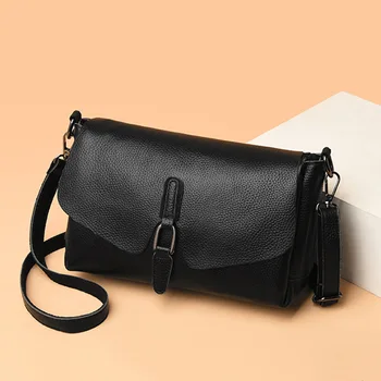 

Womens New Trend Genuine Leather Wild Shoulder Messenger Middle-aged Female Bag 2019 Fashion Ladies Female Party Casual bags