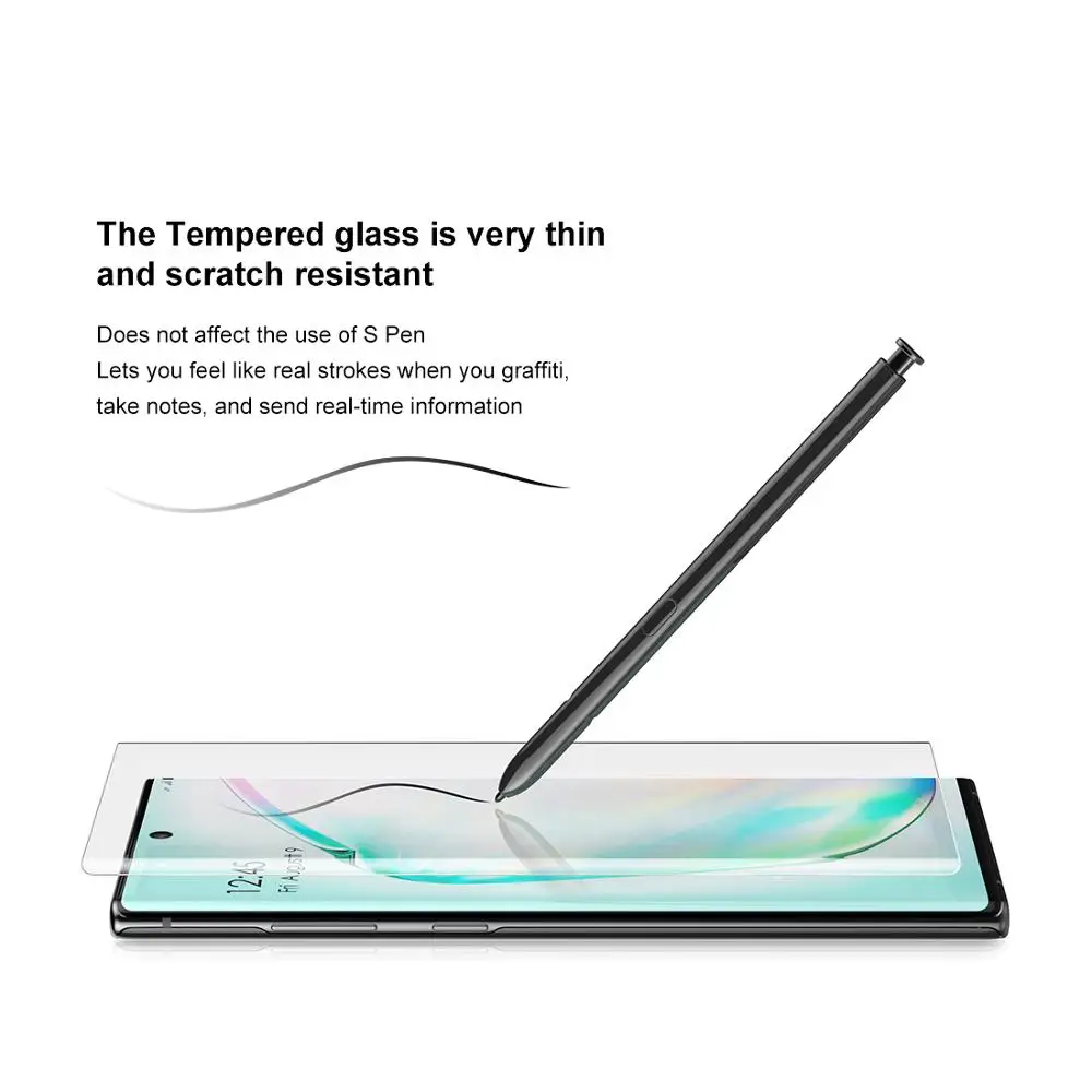 Протектор экрана с разблокировкой отпечатков пальцев для samsung Galaxy Note 10 Plus УФ-стекло плёнка полностью покрывающая для Note 10 закаленное стекло