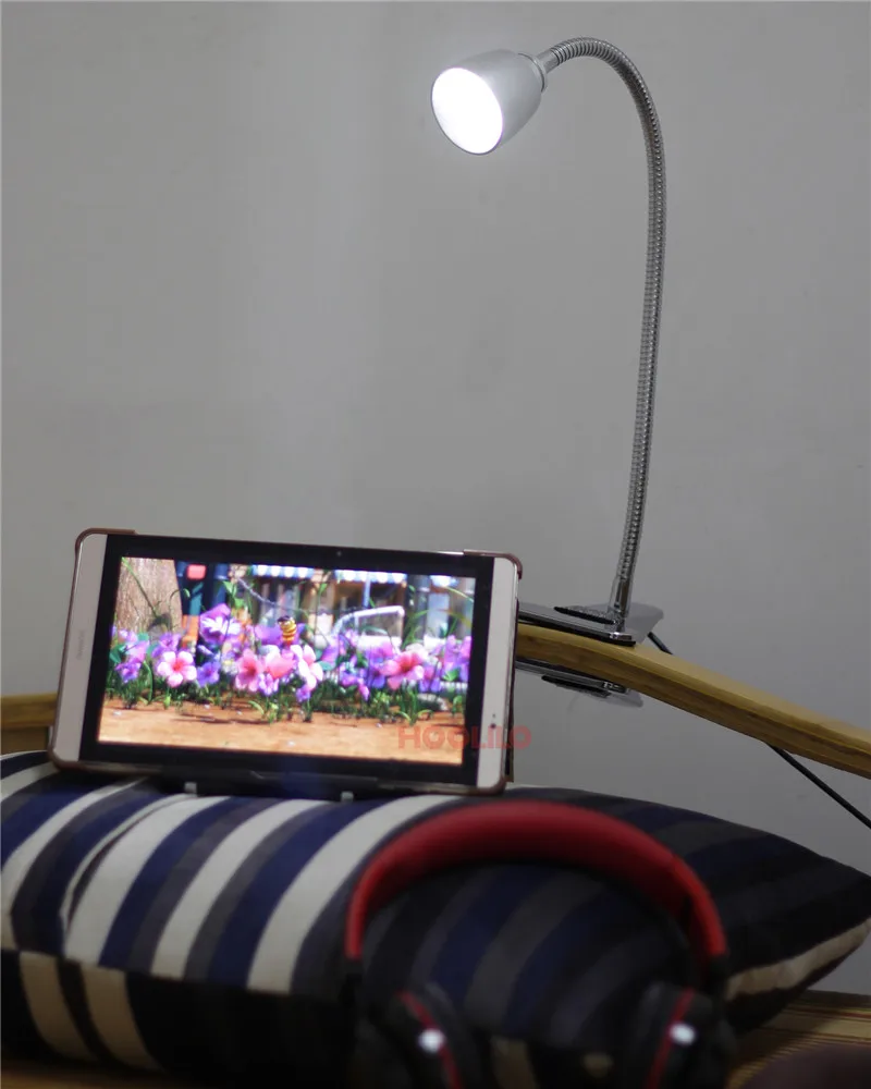 USB держатель с зажимом, светодиодный светильник для книг, настольная лампа, 1 Вт, гибкий светодиодный светильник для чтения, лампа для включения/выключения, настольная лампа для спальни