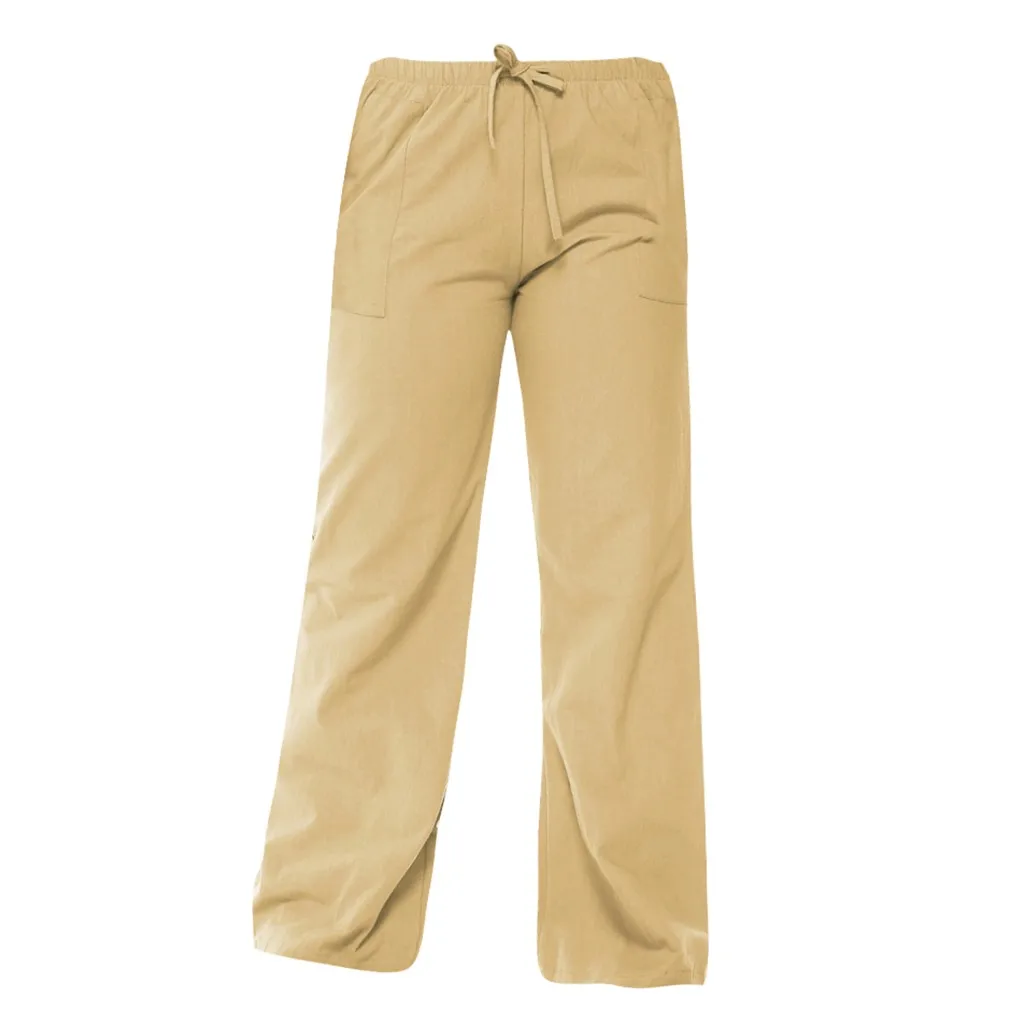 Стиль, женские модные повседневные штаны размера плюс с низкой талией, одноцветные штаны с карманами и завязками, свободные штаны Z817