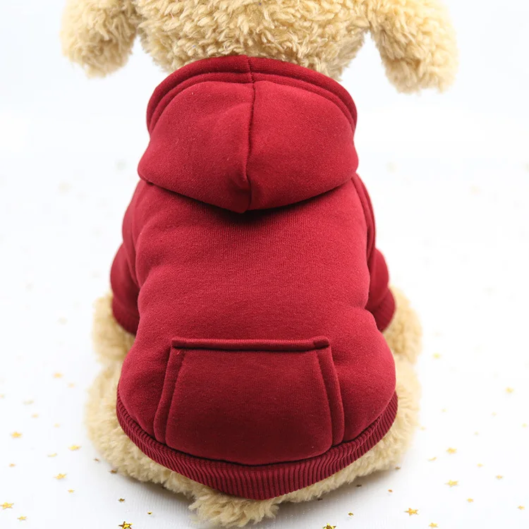Спортивный свитер для домашних животных на осень и зиму, разноцветная одежда для маленьких собак, одежда для домашних питомцев щенков с капюшоном - Цвет: Красный