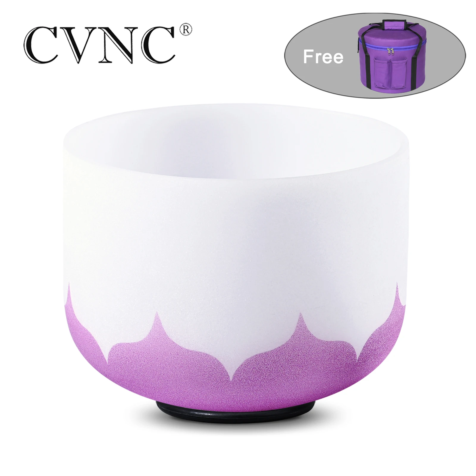 

CVNC 10 Inch Third Eye Crown Root Sacral Solar Heart Throat Chakra Quartz Crystal Singing Bowl+ Purple Carry Bag 10