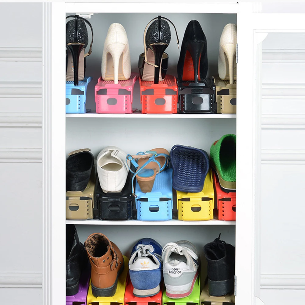 1 шт. регулируемые стеллажи для обуви Органайзер подставка для обуви слот для экономии пространства шкаф стенд двухслойный стеллаж для хранения Shoebox