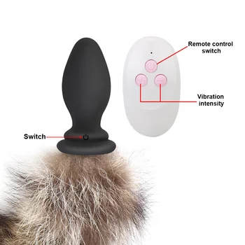 IKOKY Fox Tail Anal Plug Sex Toys For Couples Vibrator Adult Game Anus Dilator Remote Control 10 Frequency Vibrating Butt Plug 3