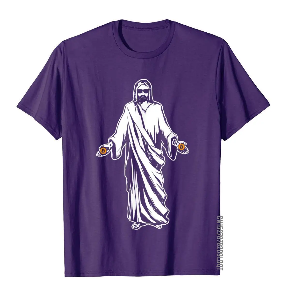 Jesus Bitcoin Funny Cryptocurrency Digital Currency T-Shirt__B13443purple