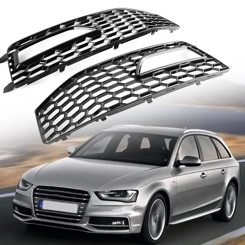 1 пара ПТФ в передний бампер решетки для Audi A4 S4 S-Line 13-15 Автомобильная противотуманная фара сменная решетка радиатора для A4 S4 аксессуары