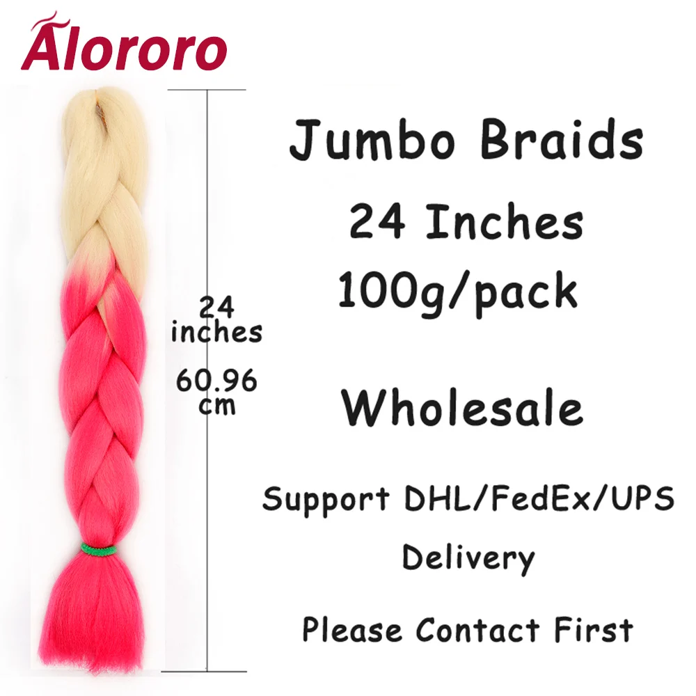 Alororo, 24 дюйма, розовые синтетические вязанные крючком волосы, огромные косички, термостойкие, Омбре, вязанные крючком косички, наращивание волос для косички