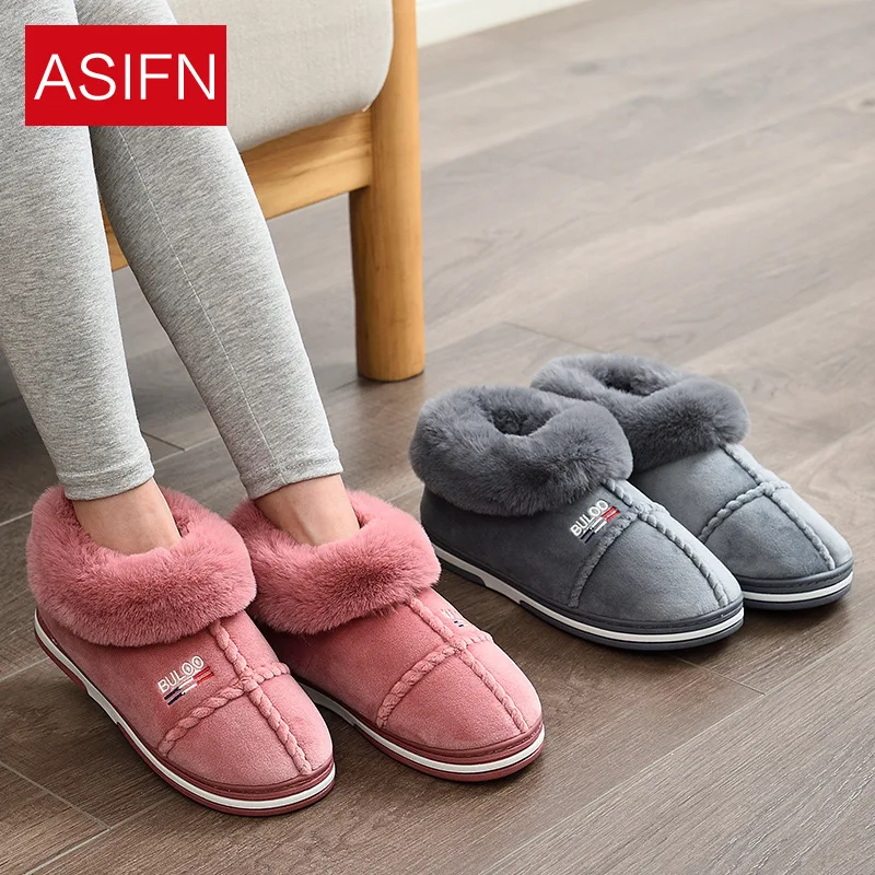 

Cotton Slippers Women's Winter Thick Bottomed Cover Heel Household Indoor Plush Warm Anti-slip Couples Couples Winter Cotton Sli