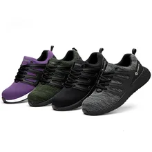 Мужская мода бег Водонепроницаемый Рабочая безопасность женская обувь Легкий сопротивление дышащая изоляция со стальным носком