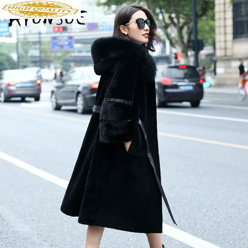 

Natural Fur Coat Women 100% Wool Jacket Women Clothes 2020 Fox Fur Hood Parka Real Fur Mink Fur Winter Coat Women ZM-9290 YY2314