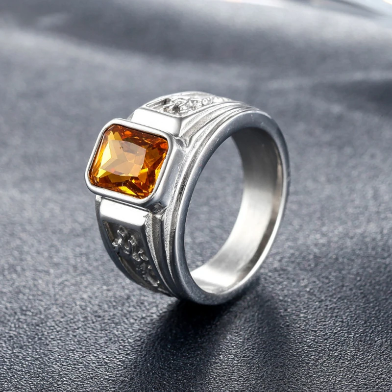 Sección pequeña para hombres y mujeres, anillos de piedra, anillo de de acero inoxidable, dragón Vintage, banda de boda de moda, joyería Simple, anillos masculinos|Anillos| - AliExpress