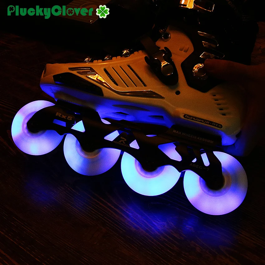 4pcs Flashing Inline Roller Skates Wheel 60mm 64mm 68mm 70mm Flash Wheel PU Sliding Skate Slalom Wheels Kids