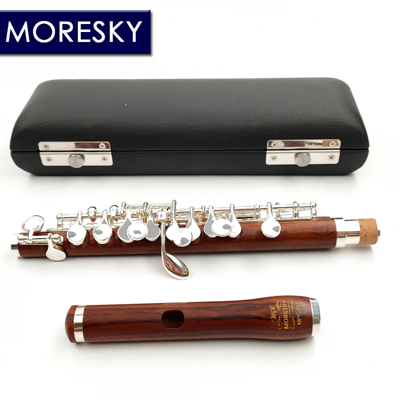Flute instrument Wind music instrument Piccolo C Key Cupronickel Flute Silver Plated keys red wooden Body Material MPC-161
