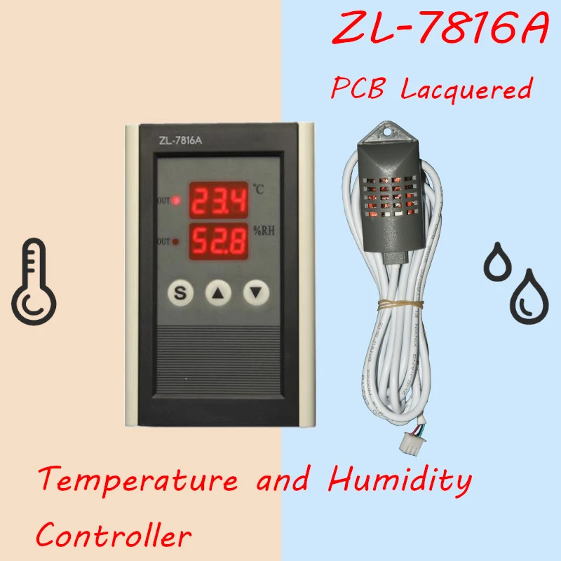 Zl-7816A, 12 V, Температура и контроллер влажности, термостат и гигростат, инкубатор влажности инкубатора контроллер