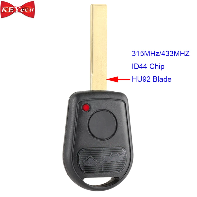 

KEYECU for BMW 3 5 7 X3 X5 Z4 E38 E39 E46 Remote Key Fob 315MHz/ 433MHz ID44 Chip HU92 Blade