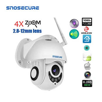 

SNOSECURE 2.8-12mm/4x zoom HD1080P wireless IP camera outdoor PTZ Onvif 2MP Speed Dome CCTV Surveillance Cameras IR camera P2P