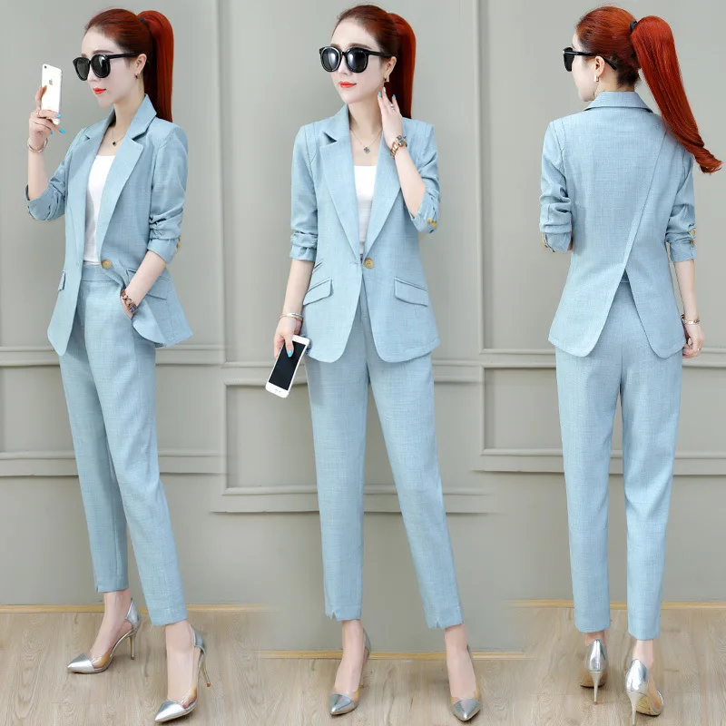 

Graceful Suit WOMEN'S Suit Korean-style 2019 Autumn New Style Online Celebrity Casual Suit Coat Business Two-Piece Set