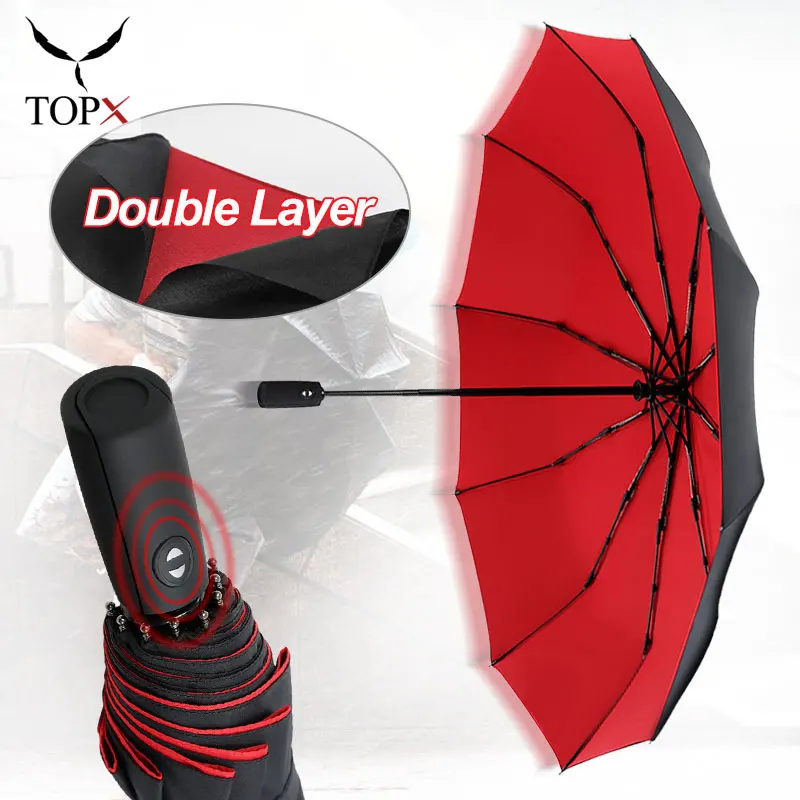 Large Parasol Umbrellas Rain Women Strong Double-Layer Windproof Male 3-Fold Business